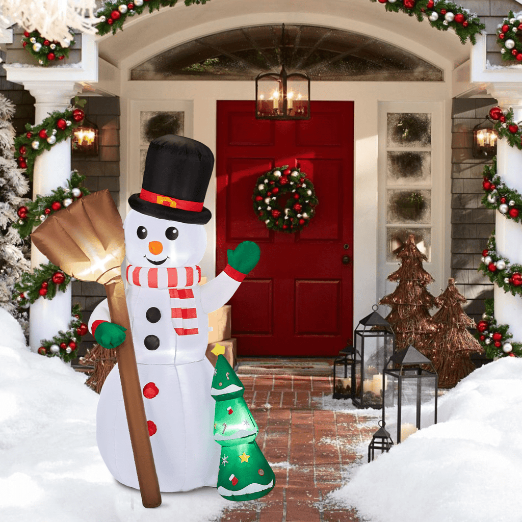 1.85M Lighted Christmas Inflatable Decoration, Inflatable Snowman Holding Groom, Funny Blow Up Yard Decorations with Built-in LED Lights for Holiday Party Front Yard Lawn Garden Decor - SGP Garden Ltd