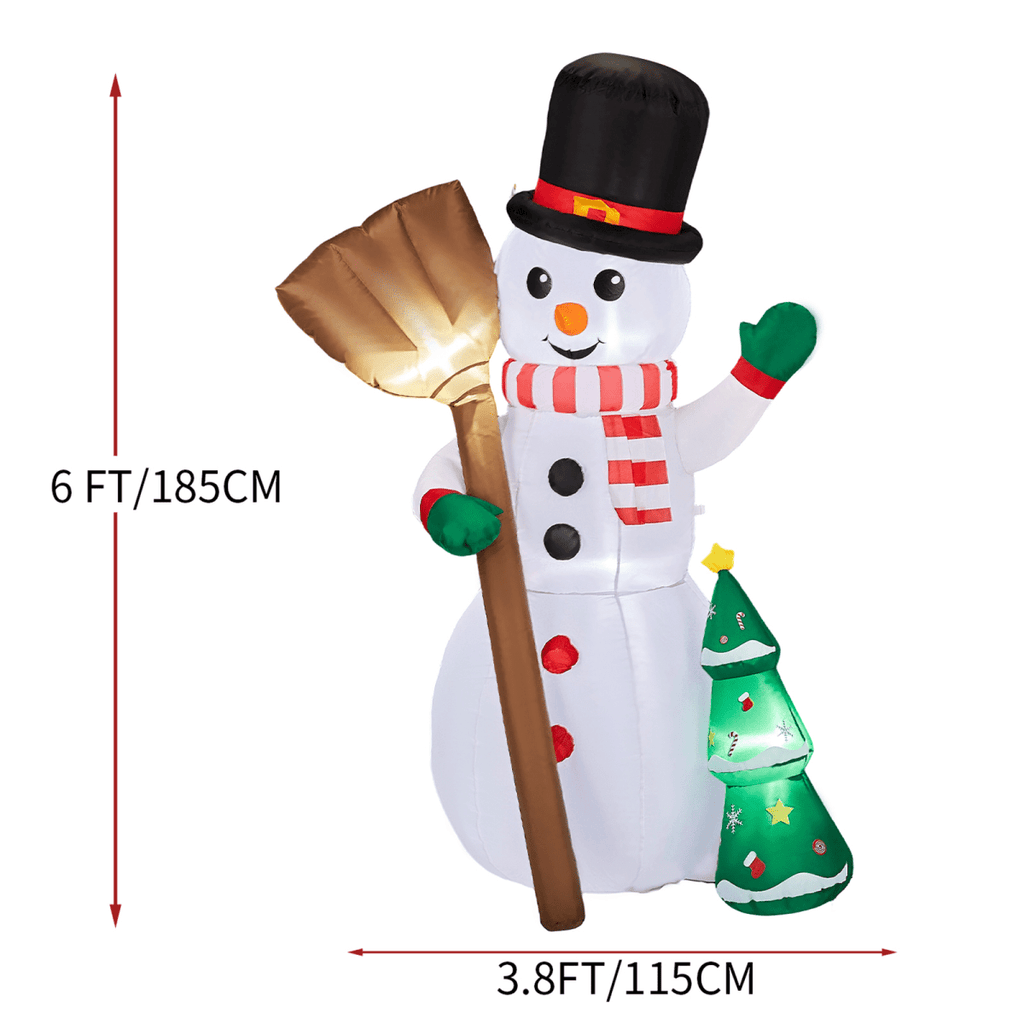 1.85M Lighted Christmas Inflatable Decoration, Inflatable Snowman Holding Groom, Funny Blow Up Yard Decorations with Built-in LED Lights for Holiday Party Front Yard Lawn Garden Decor - SGP Garden Ltd
