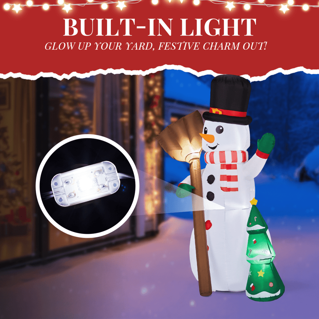 1.85M Lighted Christmas Inflatable Decoration, Inflatable Snowman Holding Groom, Funny Blow Up Yard Decorations with Built-in LED Lights for Holiday Party Front Yard Lawn Garden Decor - SGP Garden Ltd