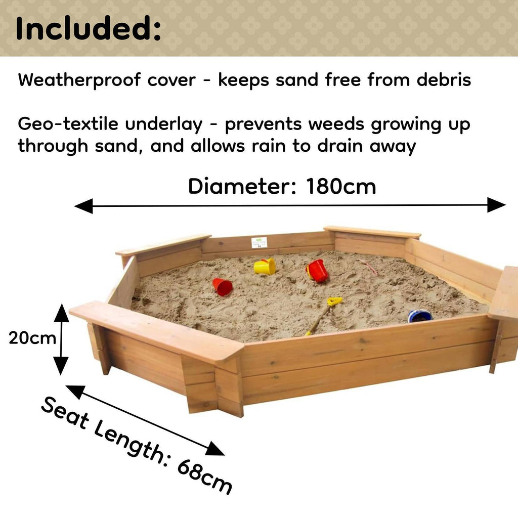 1.8m Diameter Octagonal Wooden Sandpit - SGP Garden Ltd