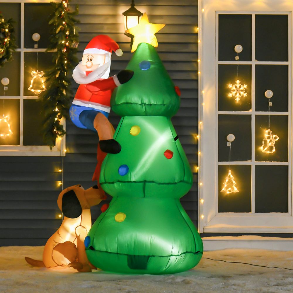 1.8m Inflatable Christmas Tree, LED Lighted with Santa Claus Dog Party Prop - SGP Garden Ltd