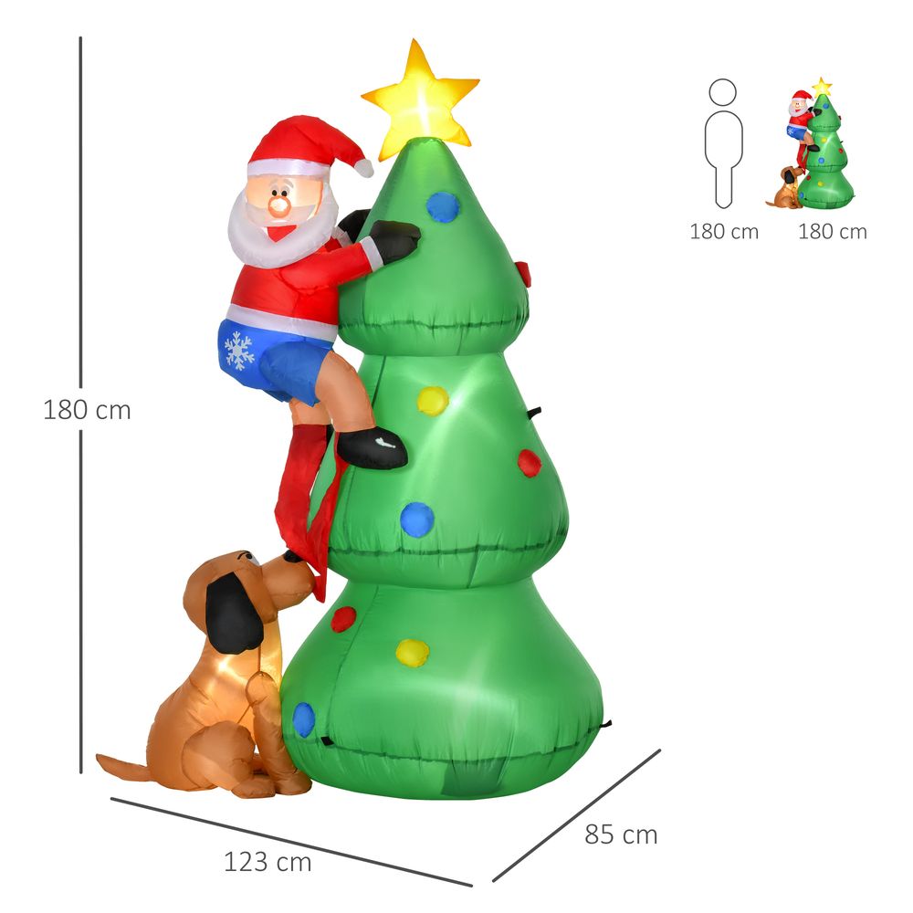 1.8m Inflatable Christmas Tree, LED Lighted with Santa Claus Dog Party Prop - SGP Garden Ltd