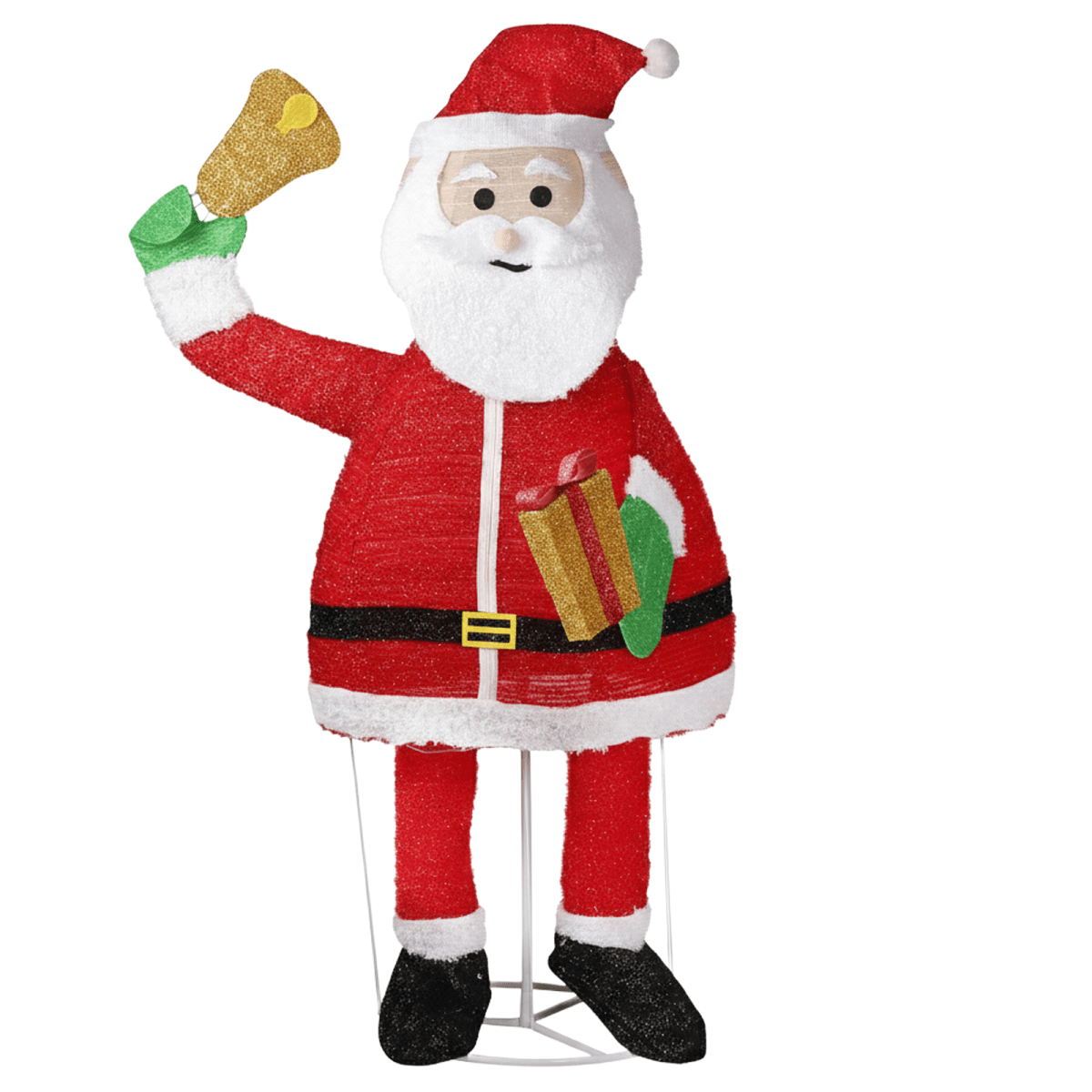 1.8M Lighted Santa Claus Holding Bell Christmas Yard Decorations, Pre-lit Pull Up Santa with 200 Warm White LEDs, for Xmas Outdoor Holiday Indoor Decor Lighted Holiday Displays - SGP Garden Ltd