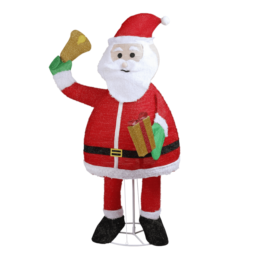 1.8M Lighted Santa Claus Holding Bell Christmas Yard Decorations, Pre-lit Pull Up Santa with 200 Warm White LEDs, for Xmas Outdoor Holiday Indoor Decor Lighted Holiday Displays - SGP Garden Ltd