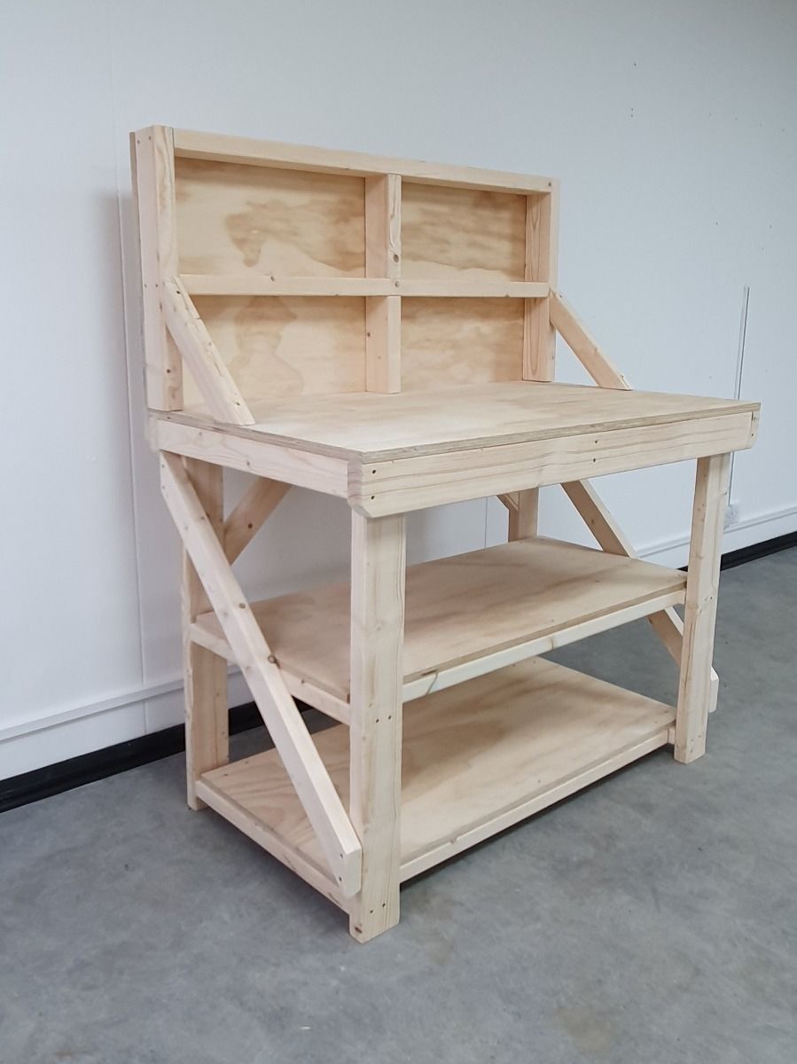 18mm Plywood Top Workbench with Back Panel & Double Shelf for Superior Strength - SGP Garden Ltd