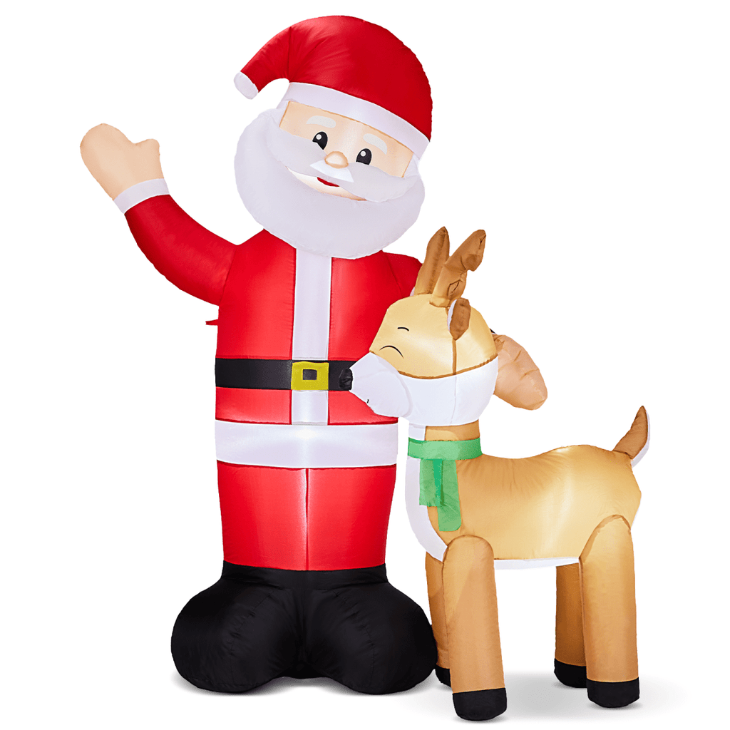 1.9M Lighted Christmas Inflatable Decoration, Inflatable Santa and Reindeer, Funny Blow Up Yard Decorations with Built-in LED Lights for Holiday Party Front Yard Lawn Garden Decor - SGP Garden Ltd