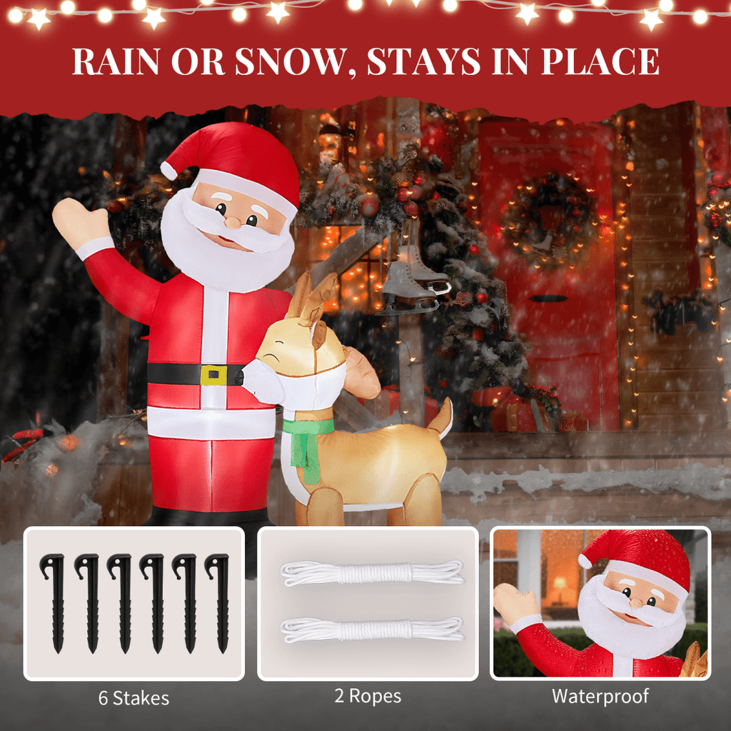 1.9M Lighted Christmas Inflatable Decoration, Inflatable Santa and Reindeer, Funny Blow Up Yard Decorations with Built-in LED Lights for Holiday Party Front Yard Lawn Garden Decor - SGP Garden Ltd