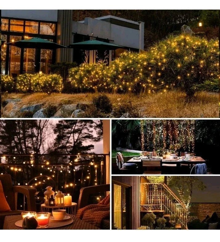2 Pack Solar powered String Lights Outdoor Garden Waterproof 10M x2 Fairy 8 Mode - SGP Garden Ltd