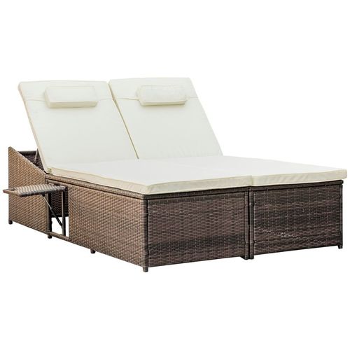 2 Seater Double Rattan Sun Lounger Recliner Day Bed Wicker Sofa Outsunny - SGP Garden Ltd