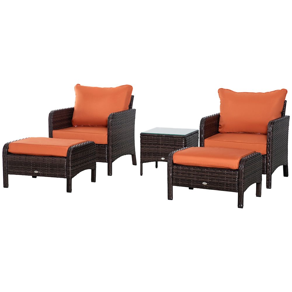 2 Seater PE Rattan Garden Furniture Set, Glass Top Table Brown - SGP Garden Ltd