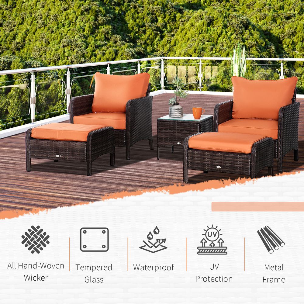 2 Seater PE Rattan Garden Furniture Set, Glass Top Table Brown - SGP Garden Ltd