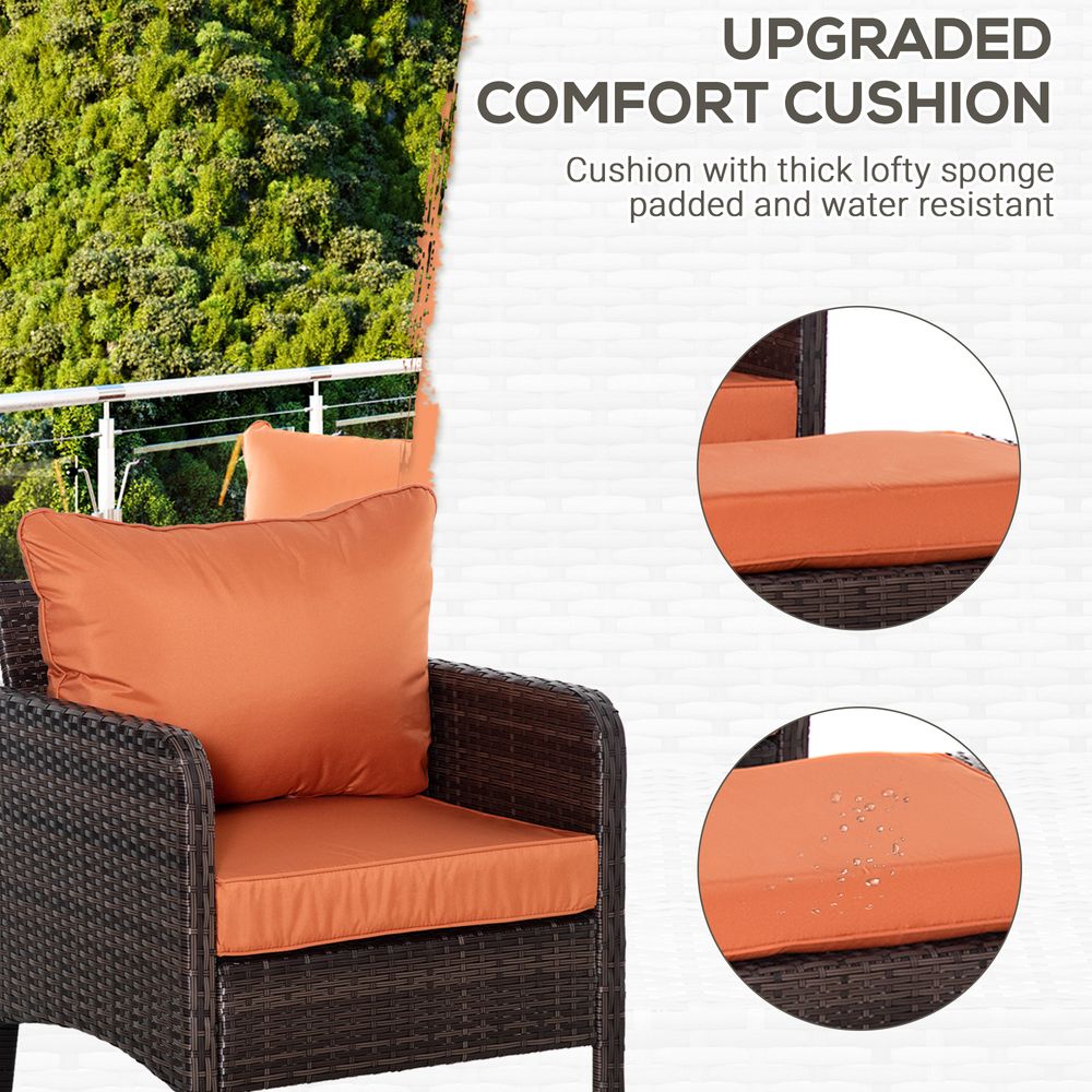 2 Seater PE Rattan Garden Furniture Set, Glass Top Table Brown - SGP Garden Ltd