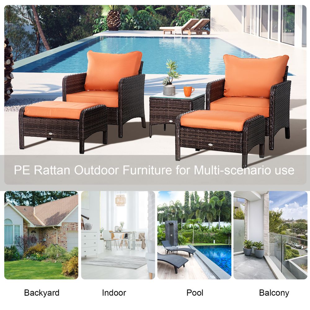 2 Seater PE Rattan Garden Furniture Set, Glass Top Table Brown - SGP Garden Ltd