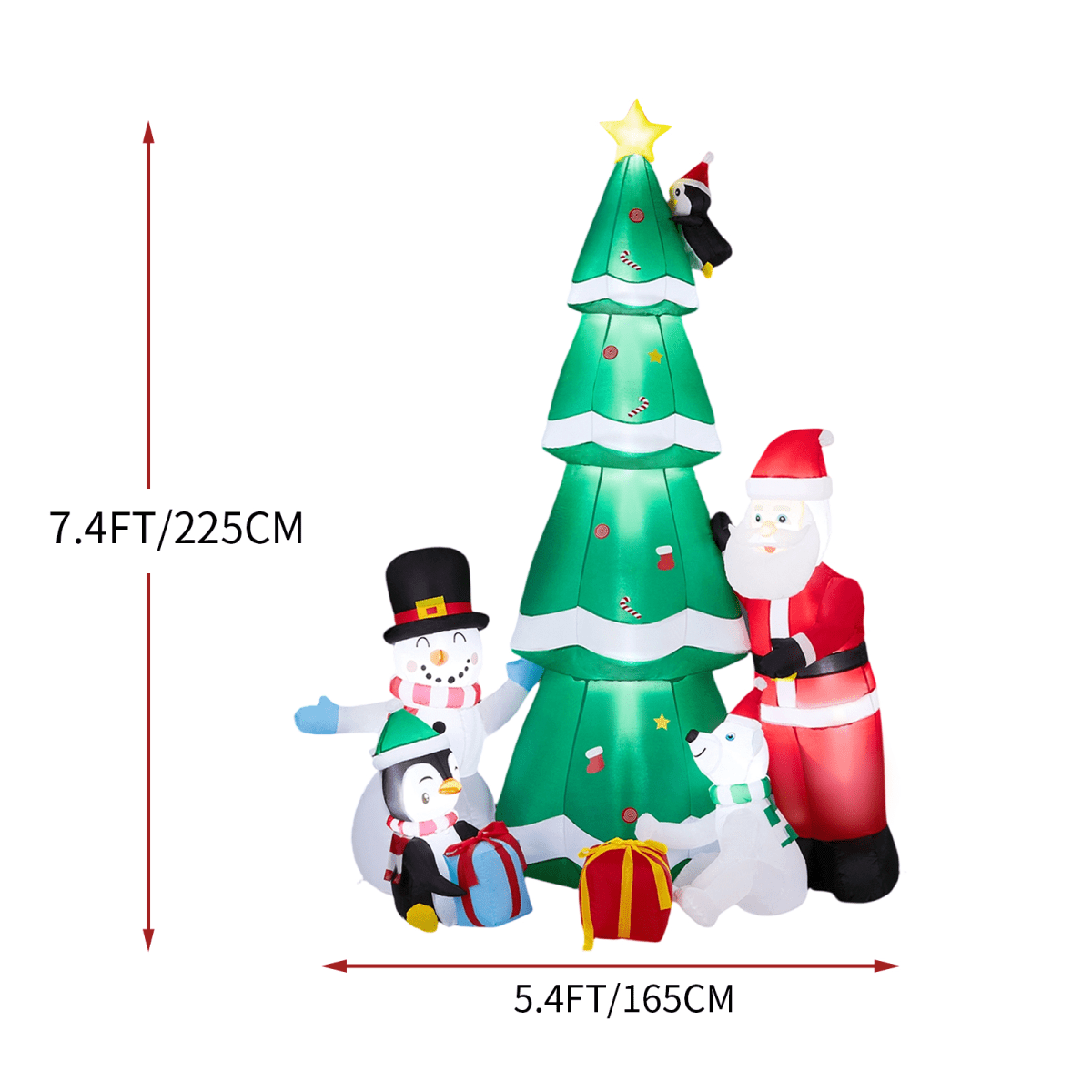 2.25M Lighted Christmas Inflatable Decoration, Inflatable Christmas Tree with Santa and Snowman, Funny Blow Up Yard Decorations with Built-in LED Lights for Holiday Party Front Yard Lawn Garden Decor - SGP Garden Ltd