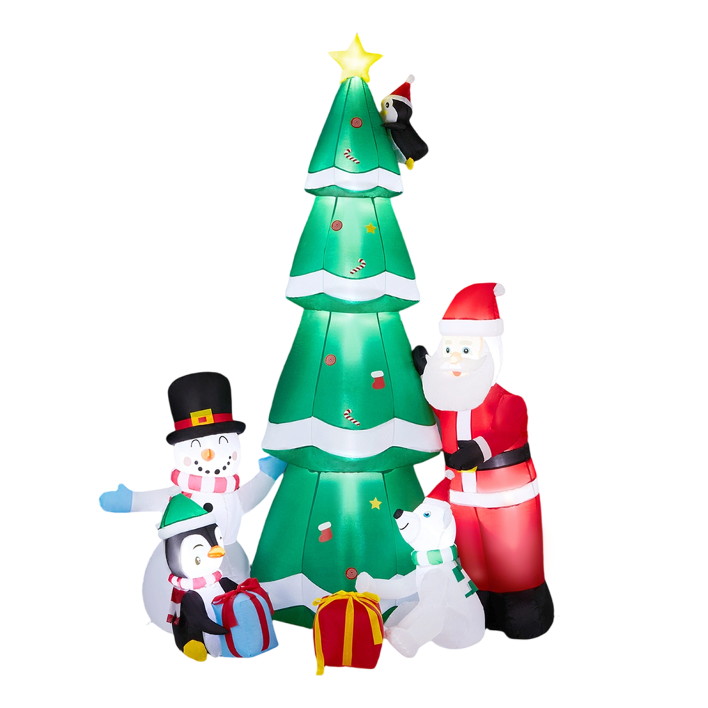 2.25M Lighted Christmas Inflatable Decoration, Inflatable Christmas Tree with Santa and Snowman, Funny Blow Up Yard Decorations with Built-in LED Lights for Holiday Party Front Yard Lawn Garden Decor - SGP Garden Ltd
