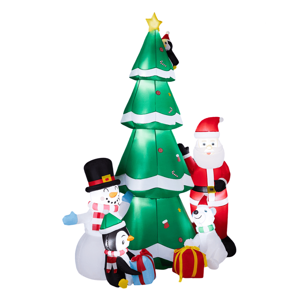 2.25M Lighted Christmas Inflatable Decoration, Inflatable Christmas Tree with Santa and Snowman, Funny Blow Up Yard Decorations with Built-in LED Lights for Holiday Party Front Yard Lawn Garden Decor - SGP Garden Ltd