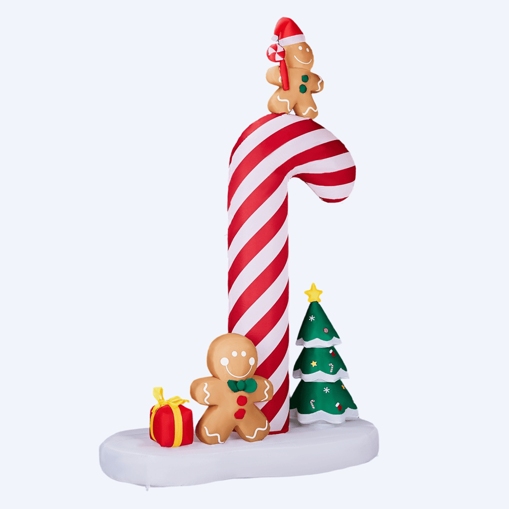 2.45M Lighted Christmas Inflatable Decoration, Inflatable Giant Candy Cane with Gingerbread Men, Funny Blow Up Yard Decorations with Built-in LED Lights for Holiday Party Front Yard Lawn Garden Decor - SGP Garden Ltd