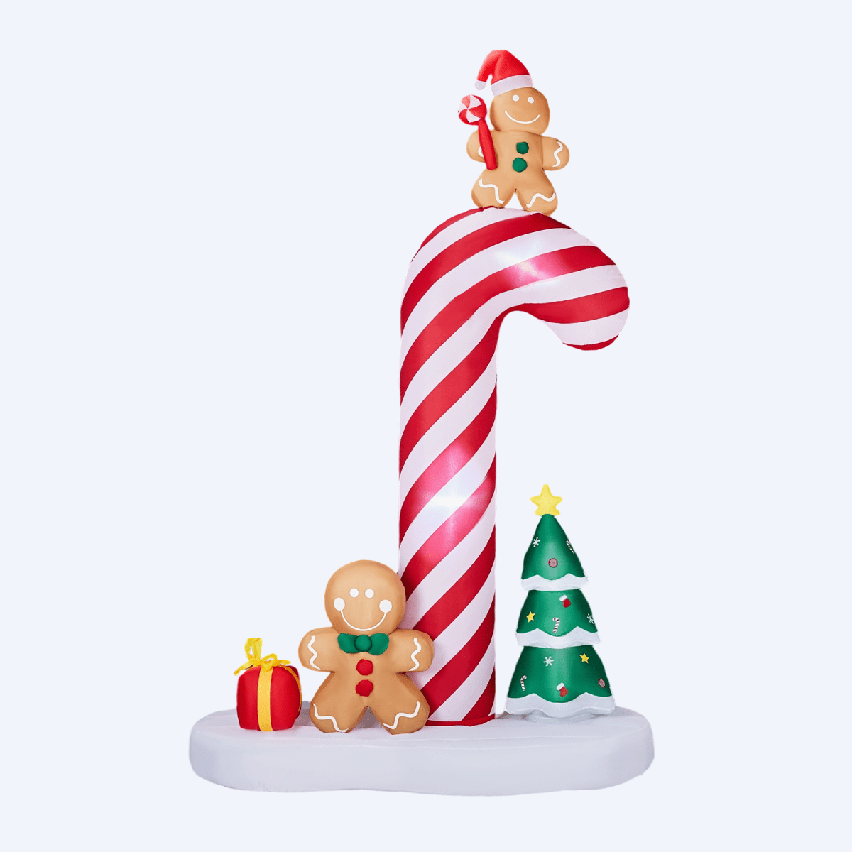 2.45M Lighted Christmas Inflatable Decoration, Inflatable Giant Candy Cane with Gingerbread Men, Funny Blow Up Yard Decorations with Built-in LED Lights for Holiday Party Front Yard Lawn Garden Decor - SGP Garden Ltd