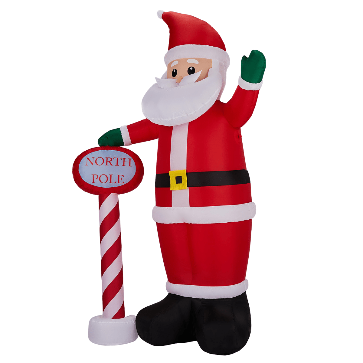 2.45M Lighted Christmas Inflatable Decoration, Inflatable Santa with North Pole Road Sign, Funny Blow Up Yard Decorations with Built-in LED Lights for Holiday Party Front Yard Lawn Garden Decor - SGP Garden Ltd