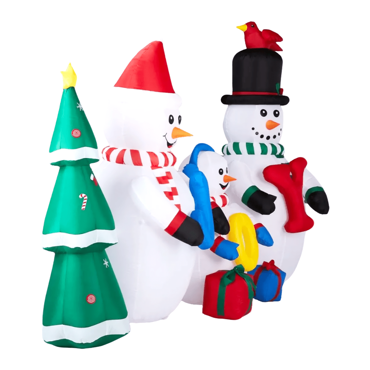 2.4M Lighted Christmas Inflatable Decoration, Inflatable Snowman Family with JOY and Xmas Tree, Funny Blow Up Yard Decorations with Built-in LED Lights for Holiday Party Front Yard Lawn Garden Decor - SGP Garden Ltd