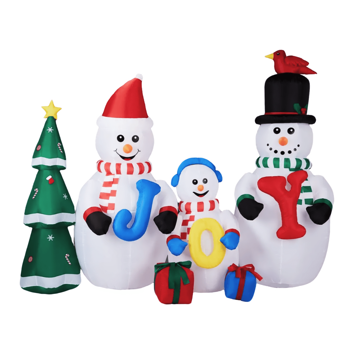 2.4M Lighted Christmas Inflatable Decoration, Inflatable Snowman Family with JOY and Xmas Tree, Funny Blow Up Yard Decorations with Built-in LED Lights for Holiday Party Front Yard Lawn Garden Decor - SGP Garden Ltd