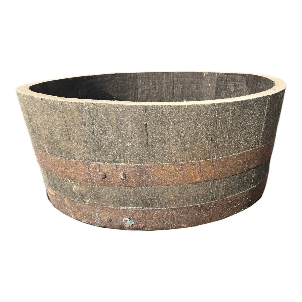 25cm Genuine Half Whisky Barrel Planter – Oak Whiskey Plant Container Flower Pot - SGP Garden Ltd