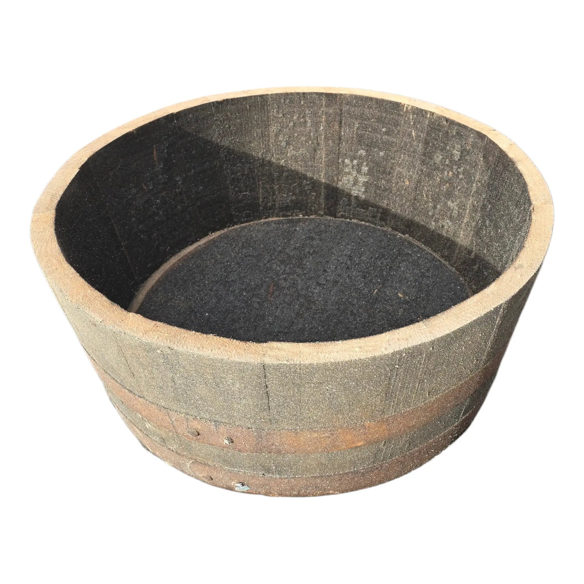 25cm Genuine Half Whisky Barrel Planter – Oak Whiskey Plant Container Flower Pot - SGP Garden Ltd
