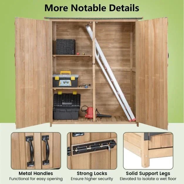 2‑Door Waterproof Lockable Outdoor Storage Shed - SGP Garden Ltd