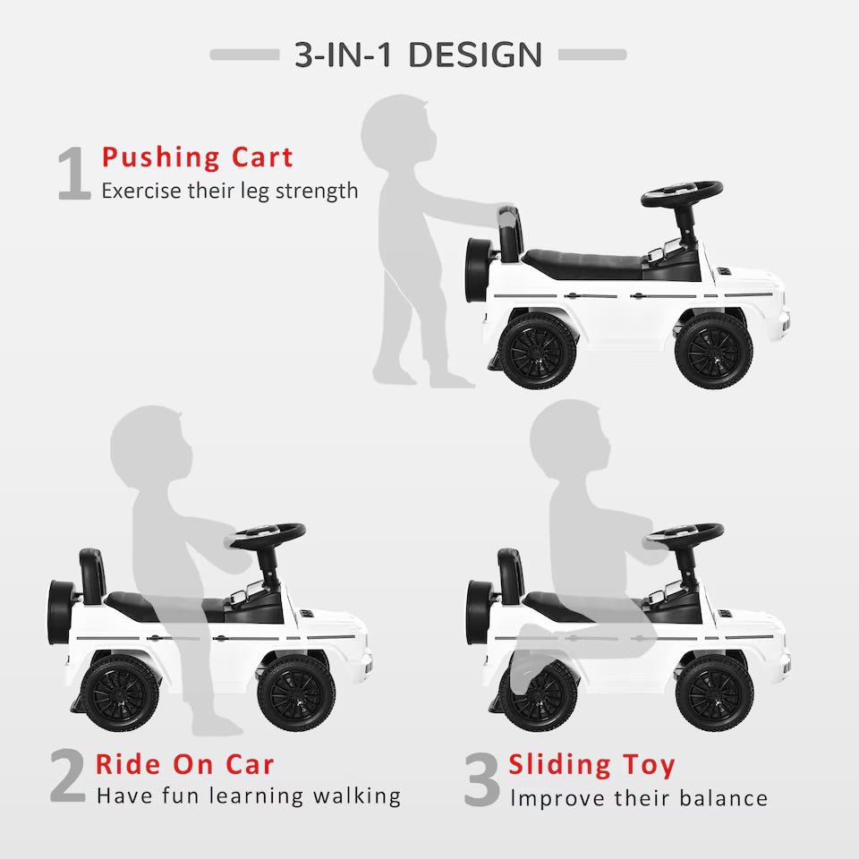 3-in-1 Ride-On Car with Horn, Wheel & Under-Seat Storage - SGP Garden Ltd