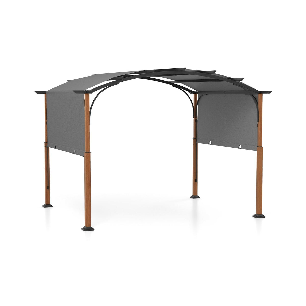 300 x 360 cm Retractable Pergola Arched Patio Pergola with Sun Shade Canopy-Beige - SGP Garden Ltd