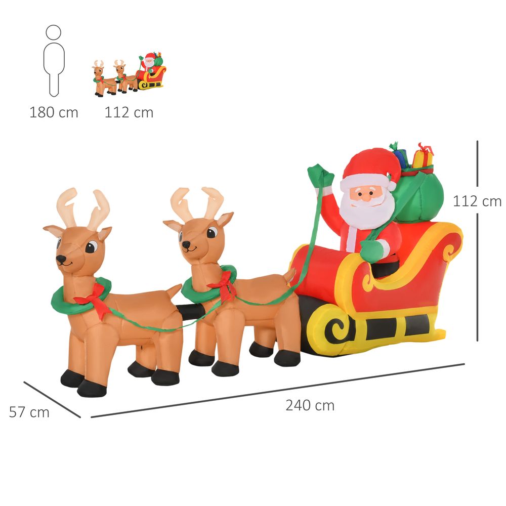 3.5ft Christmas Inflatable Santa Claus on Sleigh LED Indoor Outdoor - SGP Garden Ltd