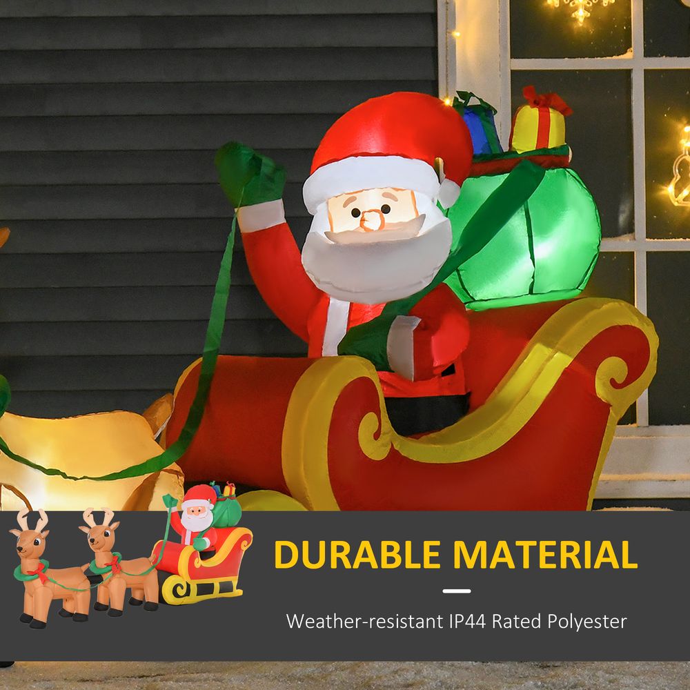 3.5ft Christmas Inflatable Santa Claus on Sleigh LED Indoor Outdoor - SGP Garden Ltd