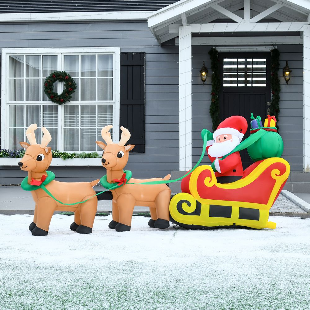 3.5ft Christmas Inflatable Santa Claus on Sleigh LED Indoor Outdoor - SGP Garden Ltd