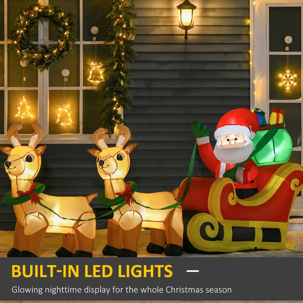 3.5ft Christmas Inflatable Santa Claus on Sleigh LED Indoor Outdoor - SGP Garden Ltd