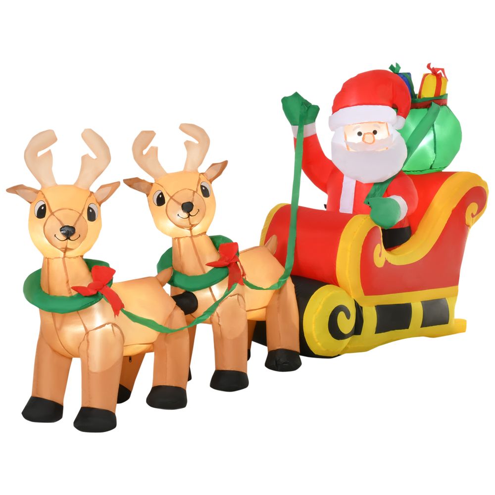 3.5ft Christmas Inflatable Santa Claus on Sleigh LED Indoor Outdoor - SGP Garden Ltd