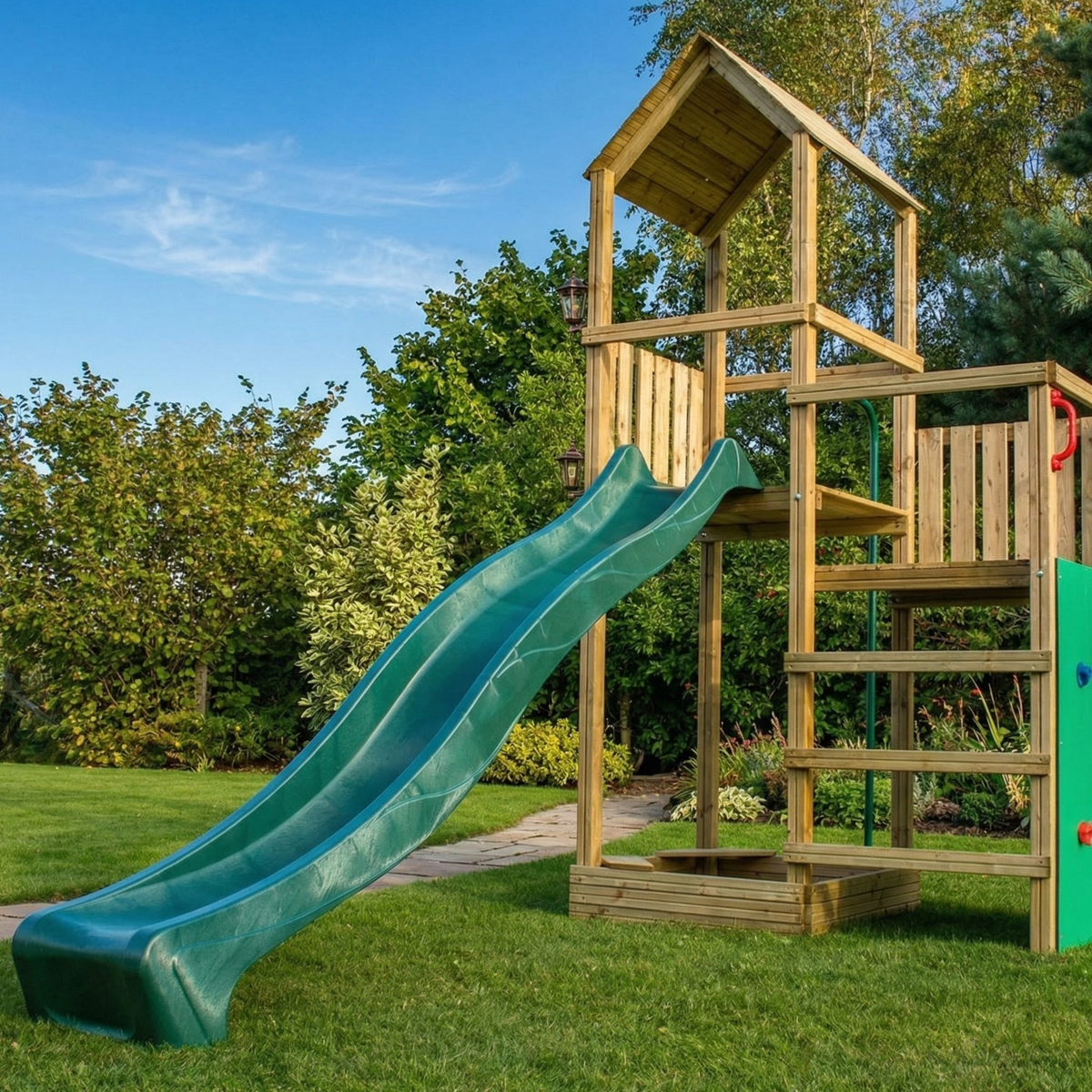 3m Green Children's Water Slide for Climbing Frames - SGP Garden Ltd