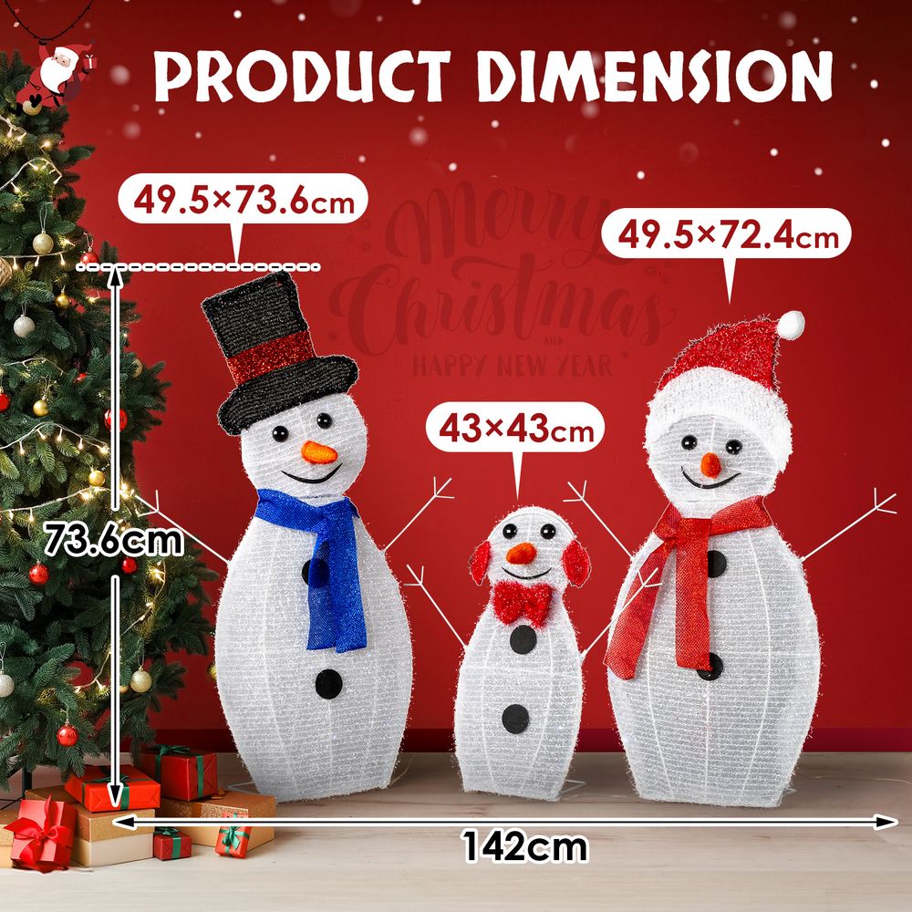 3pcs 30in-29in-17in Snowman Christmas Decoration 3x Snowmen - SGP Garden Ltd