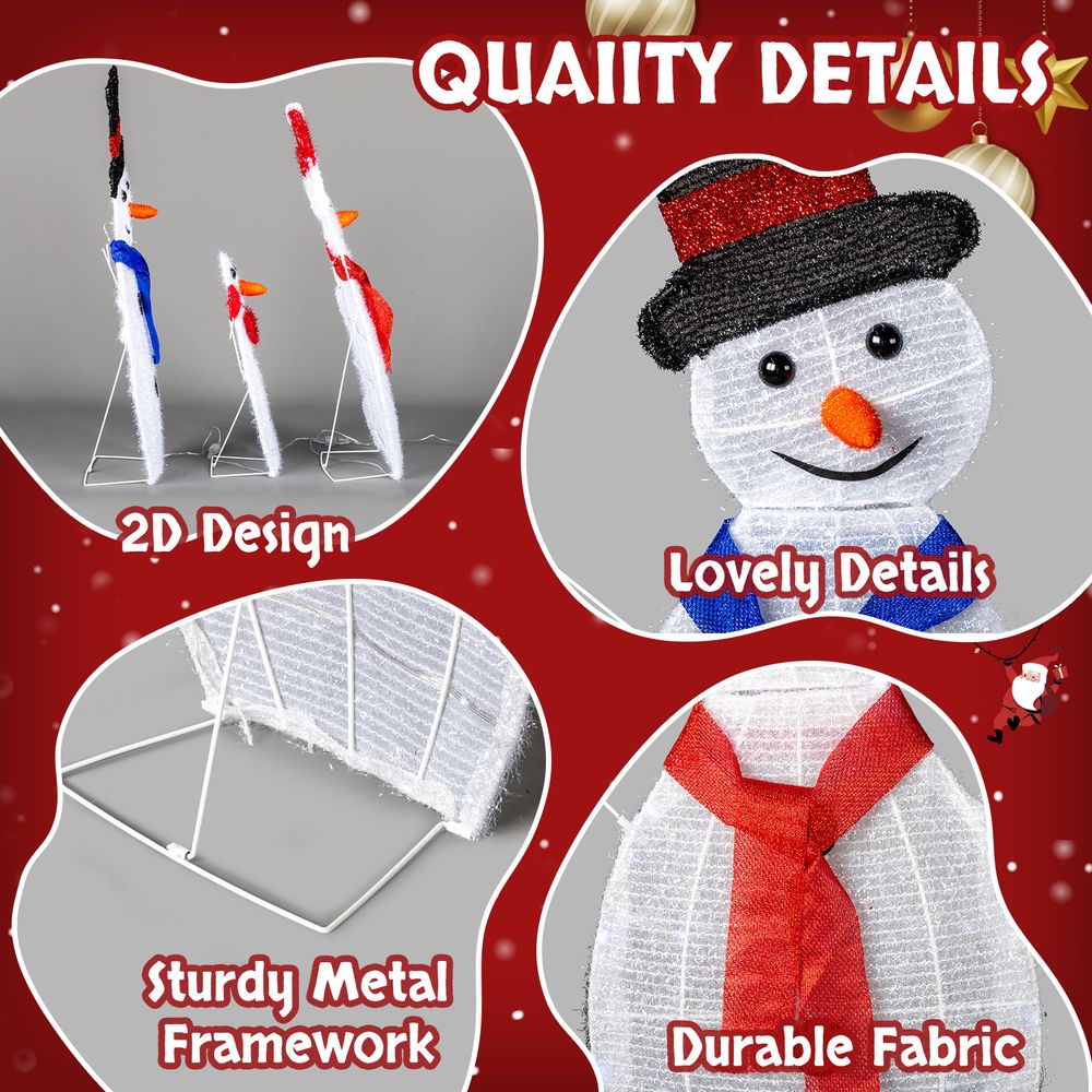 3pcs 30in-29in-17in Snowman Christmas Decoration 3x Snowmen - SGP Garden Ltd