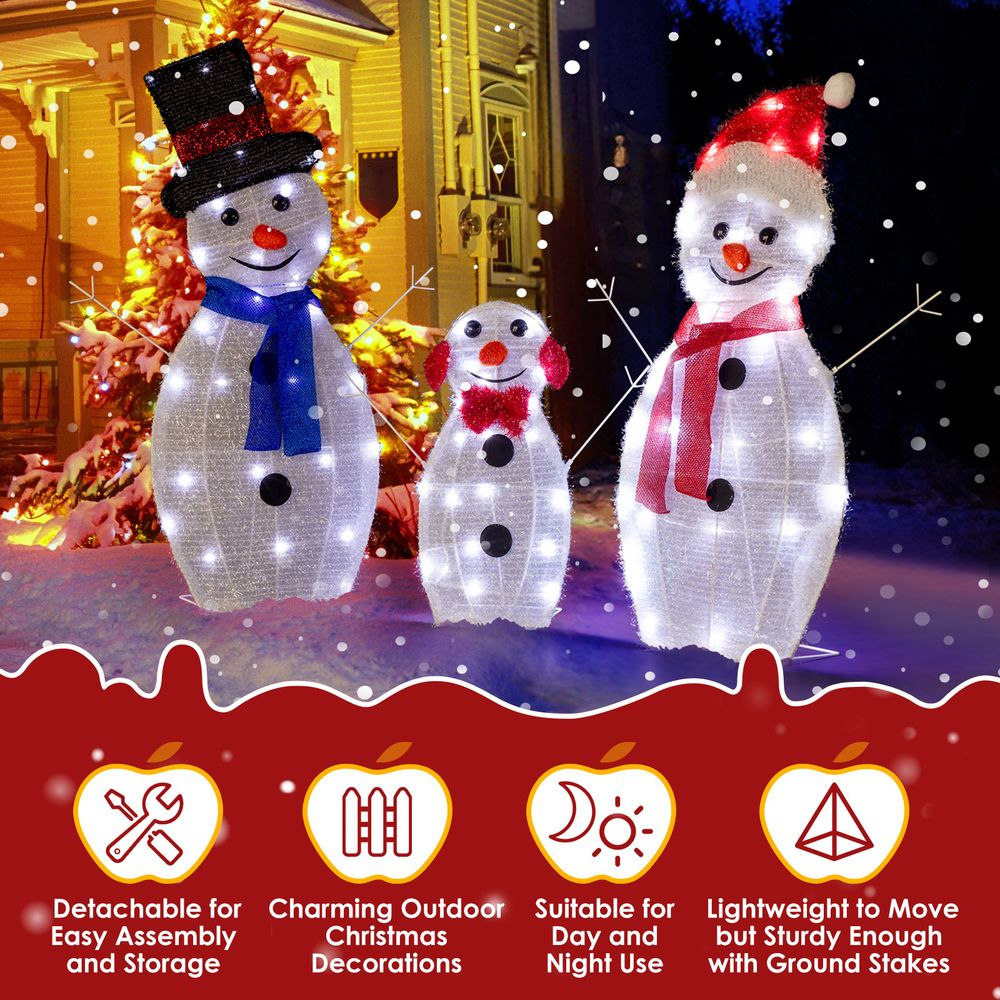 3pcs 30in-29in-17in Snowman Christmas Decoration 3x Snowmen - SGP Garden Ltd