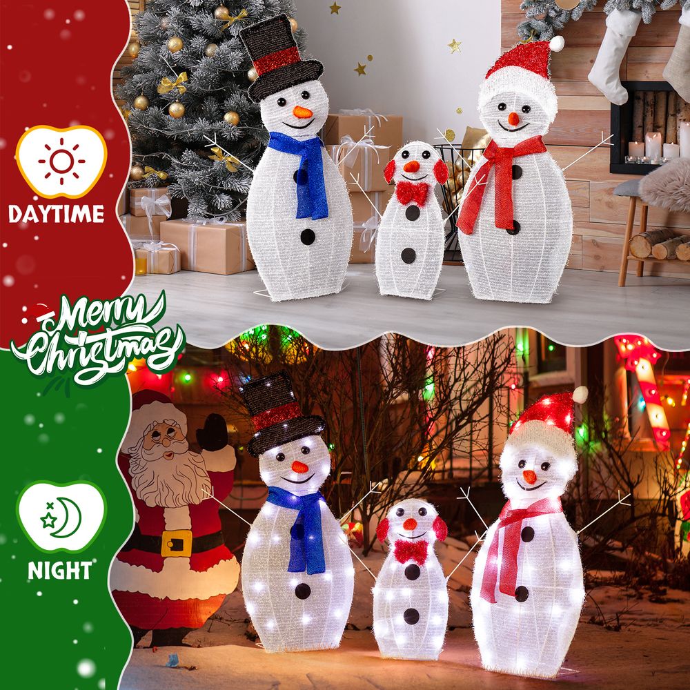 3pcs 30in-29in-17in Snowman Christmas Decoration 3x Snowmen - SGP Garden Ltd
