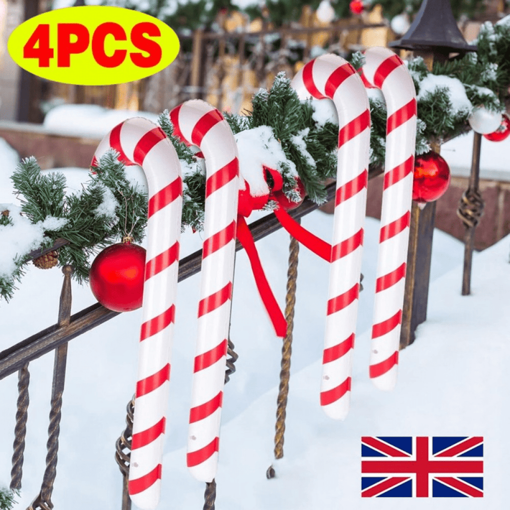4 Christmas Inflatable Candy Cane Giant Blow Up Candy Stick for Christmas - SGP Garden Ltd