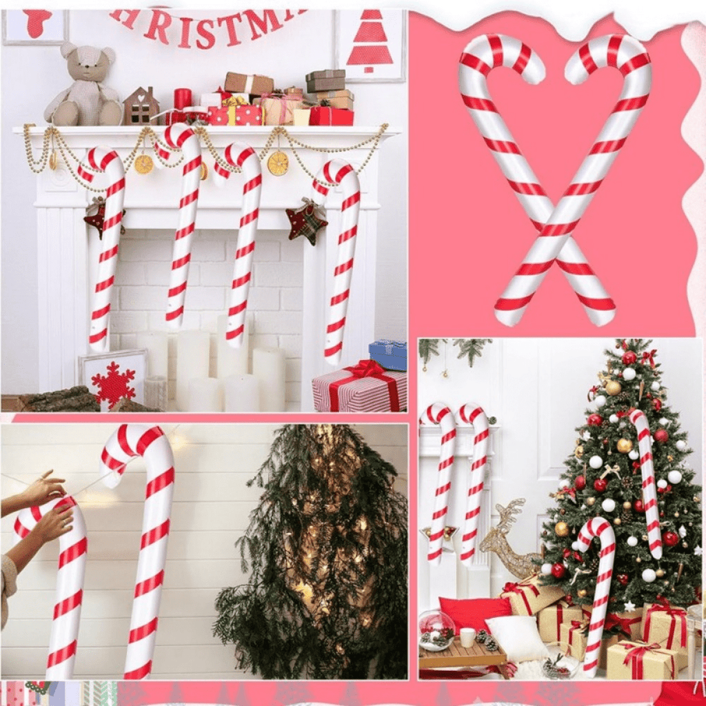 4 Christmas Inflatable Candy Cane Giant Blow Up Candy Stick for Christmas - SGP Garden Ltd
