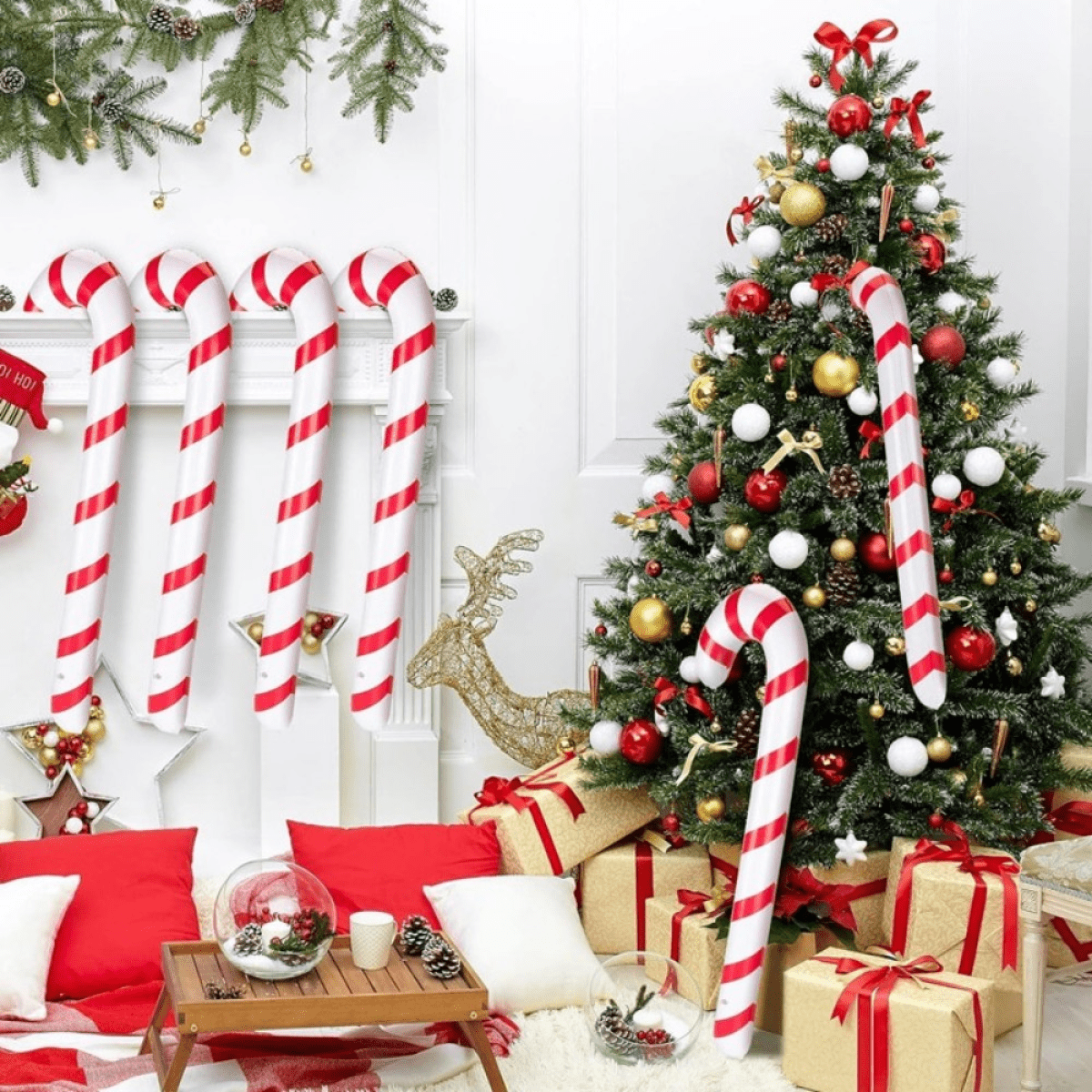 4 Christmas Inflatable Candy Cane Giant Blow Up Candy Stick for Christmas - SGP Garden Ltd