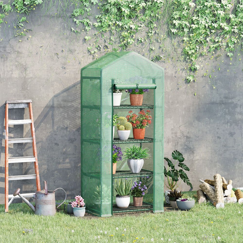 4-Tier Portable Greenhouse: Protect & Grow Plants, Steel Frame w/ PE Cover, Outsunny - SGP Garden Ltd