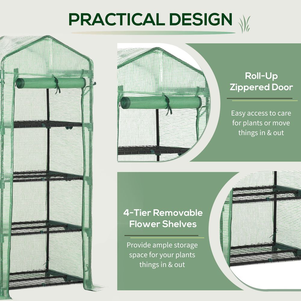 4-Tier Portable Greenhouse: Protect & Grow Plants, Steel Frame w/ PE Cover, Outsunny - SGP Garden Ltd