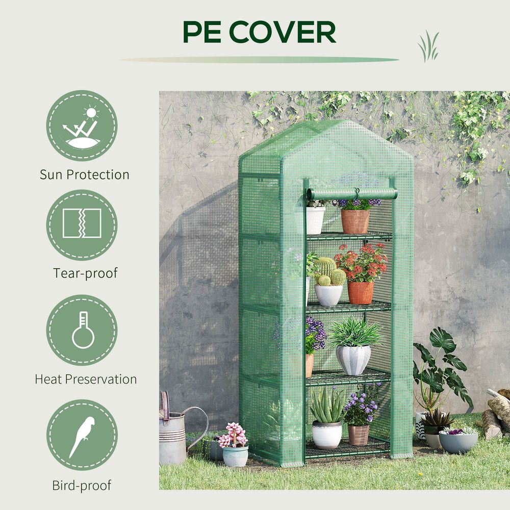 4-Tier Portable Greenhouse: Protect & Grow Plants, Steel Frame w/ PE Cover, Outsunny - SGP Garden Ltd