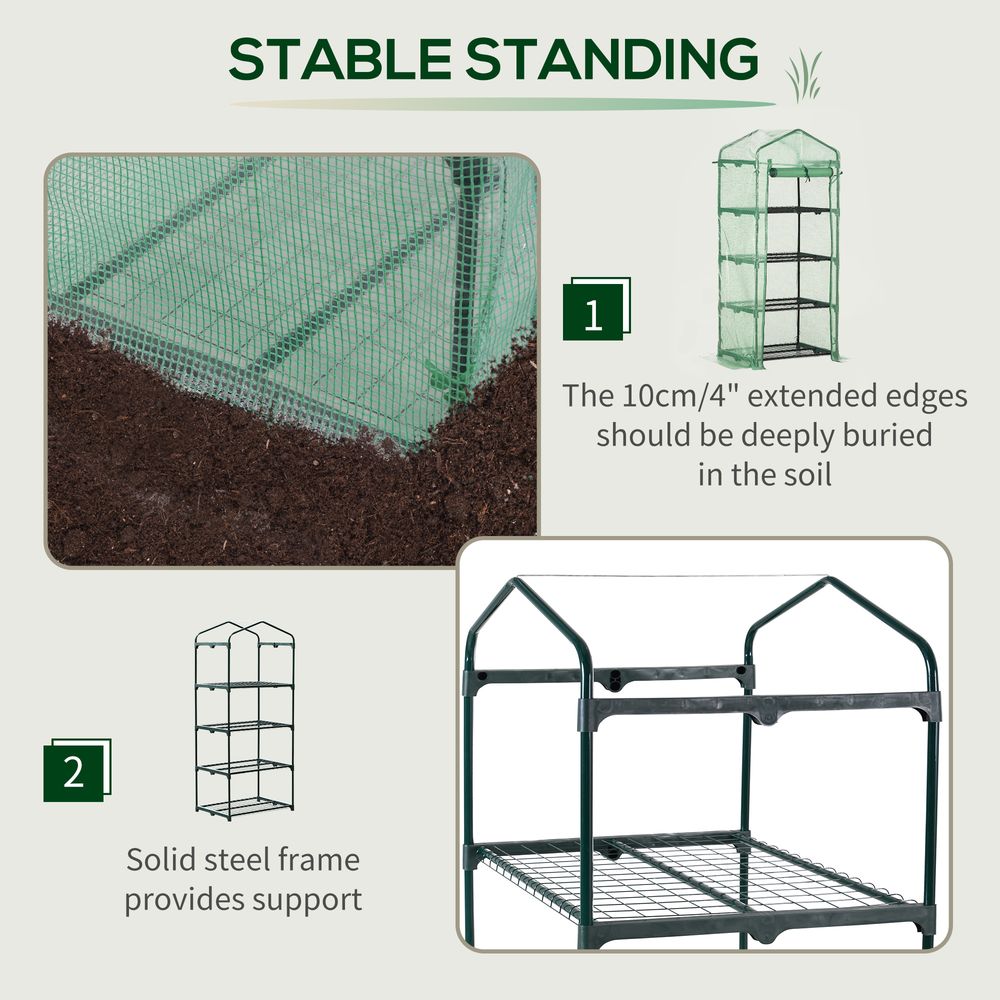 4-Tier Portable Greenhouse: Protect & Grow Plants, Steel Frame w/ PE Cover, Outsunny - SGP Garden Ltd