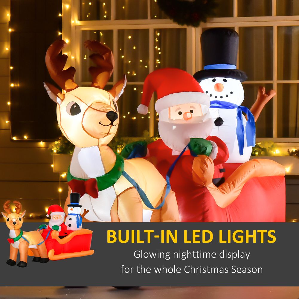 4ft Christmas Inflatable Santa Claus on Sleigh Deer LED Lighted Indoor Outdoor - SGP Garden Ltd