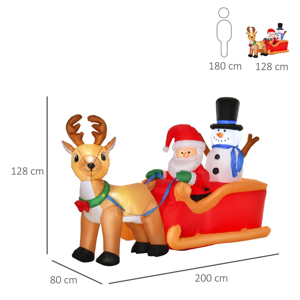 4ft Christmas Inflatable Santa Claus on Sleigh Deer LED Lighted Indoor Outdoor - SGP Garden Ltd