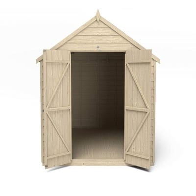 4LIFE Overlap Pressure Treated 10ft x 8ft Apex Shed - Double Door, No Windows - SGP Garden Ltd